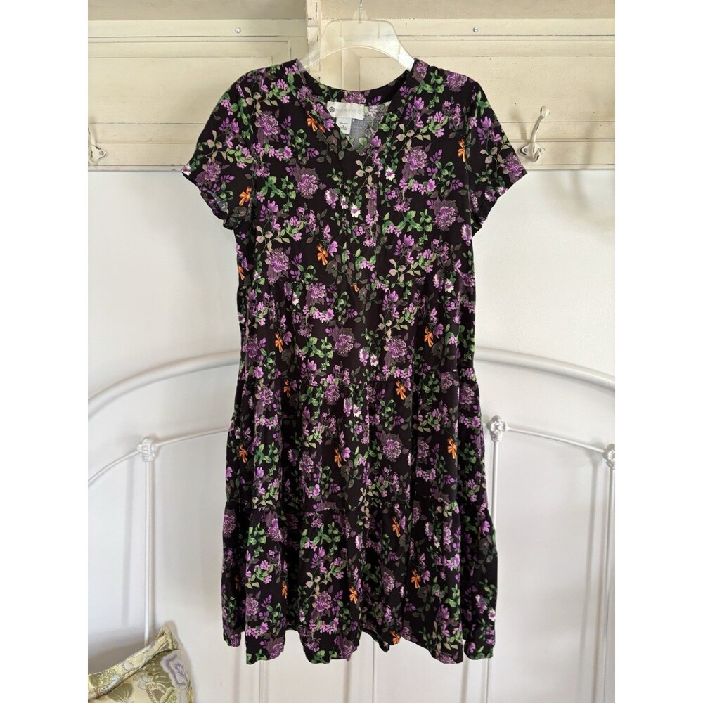 Ella Simone Vermont Country Store Floral Small Granny Cottagecore Purple orange